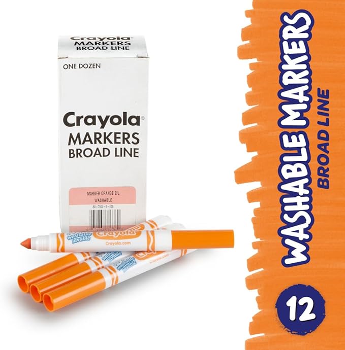 Crayola Washable Markers - Orange (12ct), Kids Broad Line Markers, Bulk Markers for Classrooms & Teachers