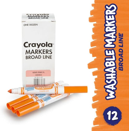 Crayola Washable Markers - Orange (12ct), Kids Broad Line Markers, Bulk Markers for Classrooms & Teachers