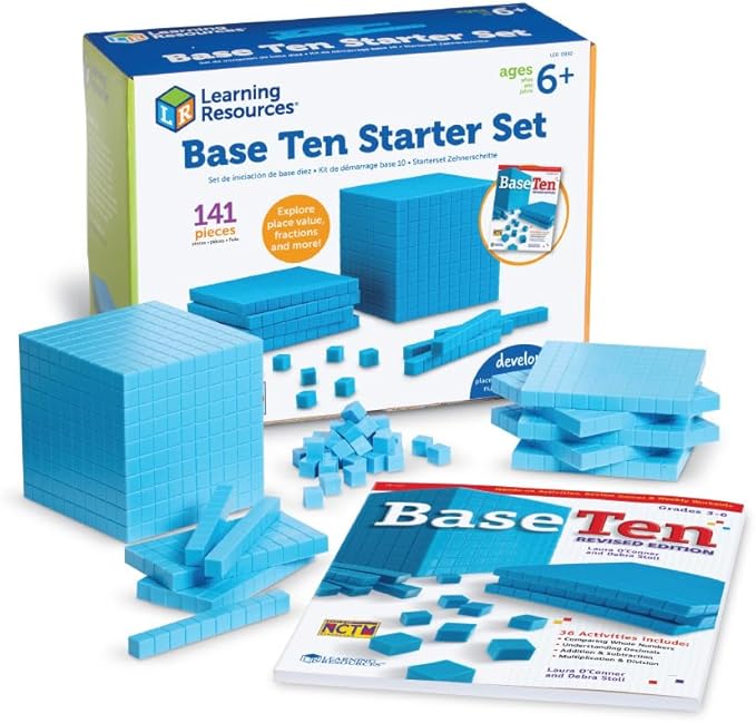 Learning Resources Plastic Base Ten Starter Kit - 141 Pieces, Ages 6+ Early Math, Counting, Math Games for Kids, Teacher and Classroom Supplies