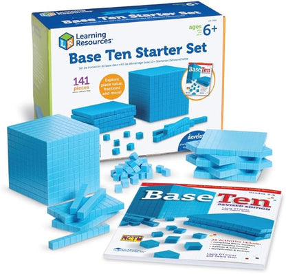 Learning Resources Plastic Base Ten Starter Kit - 141 Pieces, Ages 6+ Early Math, Counting, Math Games for Kids, Teacher and Classroom Supplies