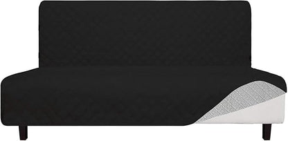 Easy-Going Sofa Slipcover Futon Cover Waterproof Couch Cover Furniture Protector Cover Pets Covers Whole Fabric No Stitching Non-Slip Fabric Pets Kids Children Dog Cat (Futon, Black)
