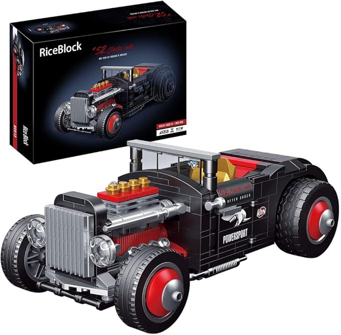 RiceBlock Champion Car Building Toys Gifts for Kids Boys Aged 7-14, Retro Car Building Blocks Sets, 452 Pieces DIY Building Kit Compatible with Lego Sets