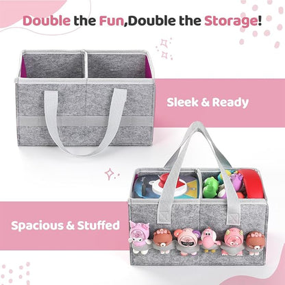 PISOSN Carrying Case for Toniebox Starter Set and Tonies Figurines, Travel Felt Cloth Musical Toy Folding Bag for Toniebox 2 & Accessories (Purple)