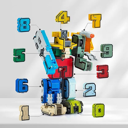 Number Transforming Toys, Number Alpha Bot Military Transforming Robet Toys for Tollders Montessori Teaching, School Classroom STEM Number Learnnig Toys for Boys 3 4 5 Years Old