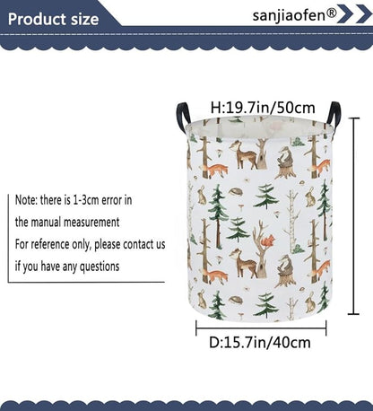 Kids Laundry Hamper,Animal Laundry Basket Collapsible Woodland Storage Baskets for Home Decor,Office,Home Organizer,(Woodland animal