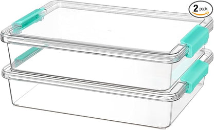 Vtopmart 6 Qt Plastic Storage Bins with Lids, Clear Sensory Bins, Arts Crafts Organizers and Storage, Stackable Containers for Home Office and School Supplies, 2 Pack