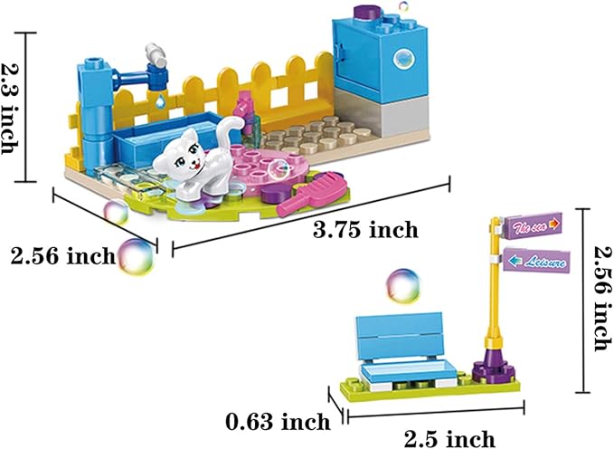 BRICK STORY Girls Friends Convertible Car Building Sets with Pet Bathing Pool Role Play Building Toys Creative Gift for Kids Aged 6-12 (182 PCS)