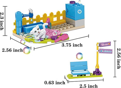 BRICK STORY Girls Friends Convertible Car Building Sets with Pet Bathing Pool Role Play Building Toys Creative Gift for Kids Aged 6-12 (182 PCS)