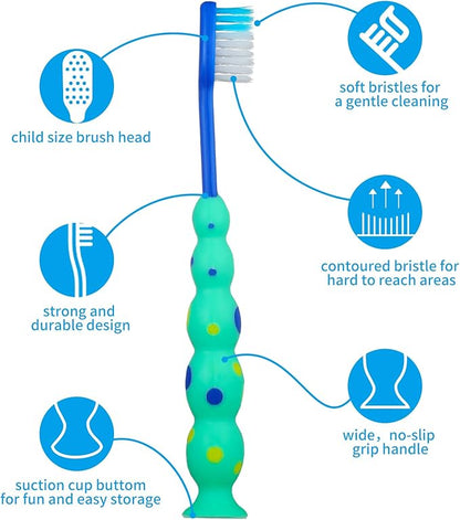 36 Pieces Toddler Toothbrush Bulk Kids Toothbrush Pack Manual Baby Toothbrushes with Covers Suction Cup Toothbrush Lovely Soft Bristle Animal Toothbrush for Kids Sensitive Teeth