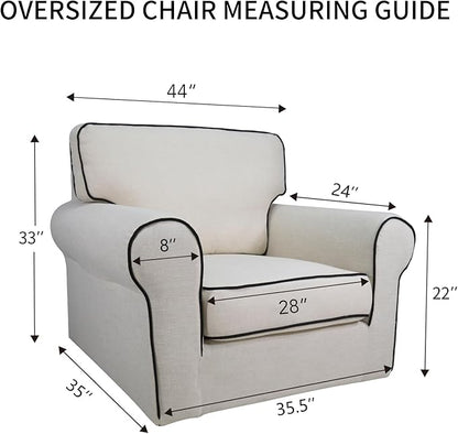 PureFit Reversible Quilted Sofa Cover, Water Resistant Slipcover Furniture Protector, Washable Couch Cover with Non Slip and Elastic Straps for Kids, Dogs (Oversized Chair, Sage Green/Ivory)