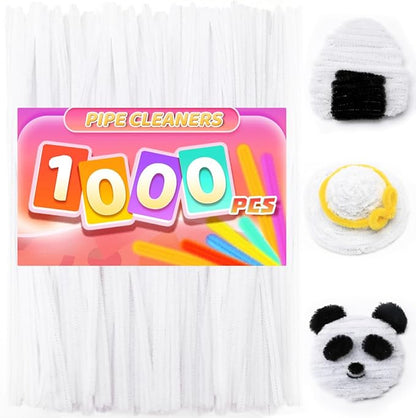 Praisebank 1000pcs White Pipe Cleaners, Pipe Cleaners, Pipe Cleaners for Crafts.