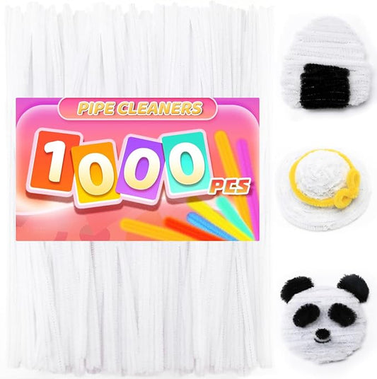 Praisebank 1000pcs White Pipe Cleaners, Pipe Cleaners, Pipe Cleaners for Crafts.