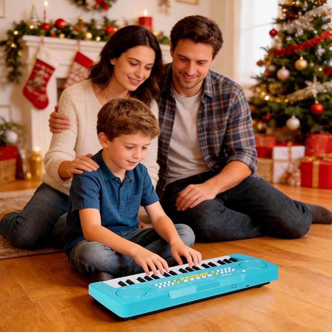 Keyboard Piano for Kids, BIGFUN 37 Keys Toddler Piano Multifunction Music Educational Instrument Toy, Electronic Kids Keyboard for 3-7 Year Old Girls and Boys (Blue)