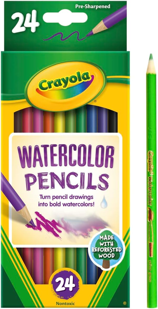 Crayola Watercolor Colored Pencils (24ct), Watercolor Paint Alternative, Watercolor Pencil Set for Kids, Art Supplies, Gift for Kids, 3+
