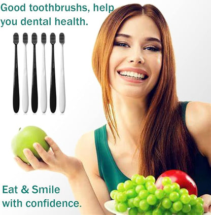 GoldDawn Extra Soft Toothbrush for Sensitive Teeth and Gums， Micro Fur Manual Toothbrush with 20000 Ultra Soft Bristle, Excellent Cleaning Effect， Perfect for Adults & Kids (6 Pack Gray Bristles)