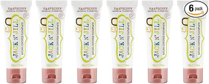 Jack N' Jill Natural Toddler Toothpaste for Baby, Kids and Infants 6 Months & Up, Fluoride Free Training Toothpaste for Toddlers 1-3 (1.76 Fl Oz (Pack of 6), Raspsberry)