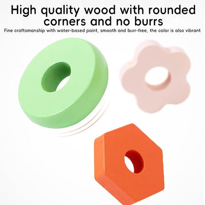 Wooden Magnetic Fishing and Shape Block Stacking Toys 2-in-1, Montessori Early Childhood Games for Toddlers, Gifts for 3-Year-Old Boys and Girls