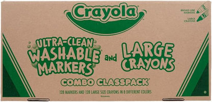 Crayola Large Crayons & Ultra Clean Washable Markers (256 Count), Assorted Colors, Styles Vary