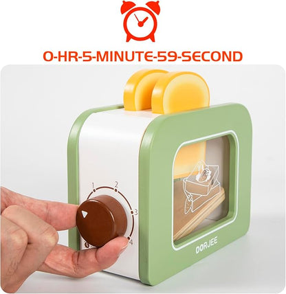 Dorjee Wooden Pop Up Toaster Set 15 Pcs Play Kitchen Playset - Play Toaster Wooden Toy Food Kids Gift Girls & Boys Toddler