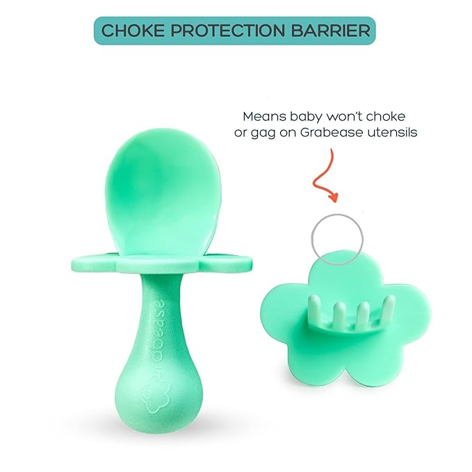 Grabease Baby Spoons Toddler Spoons Baby Silverware Toddler Utensils, BPA-Free & Phthalate-Free for Baby & Toddler, 1 Set, Mint