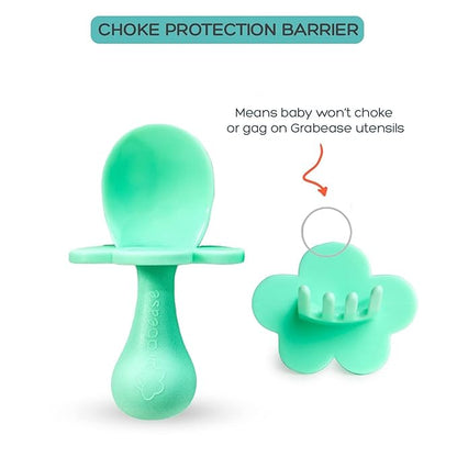 Grabease Baby Spoons Toddler Spoons Baby Silverware Toddler Utensils, BPA-Free & Phthalate-Free for Baby & Toddler, 1 Set, Mint
