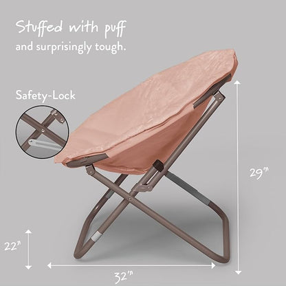 Urban Lifestyle Faux Fur Saucer Chair with Metal Frame, One Size, Blush