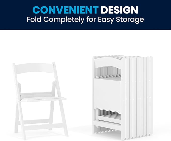 Flash Furniture HERCULES Kids White Resin Folding Chair with White Vinyl Padded Seat