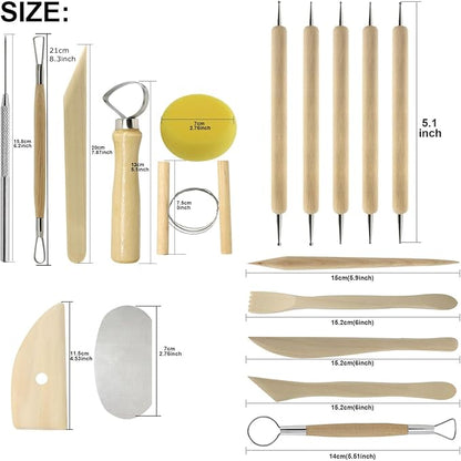 Pottery Sculpting Tools 32PCS Ceramic Clay Carving Tools Set for Crafts Polymer Clay Club,Dotting,Modeling,Shaping Trimming,Hobbyists,Artists