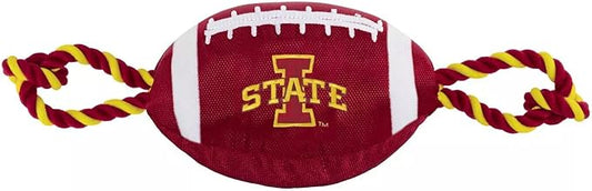 Pets First Iowa State Football Dog Toy, Tough Quality Nylon Materials, Strong Pull Ropes, Inner Squeaker, Collegiate Team Color