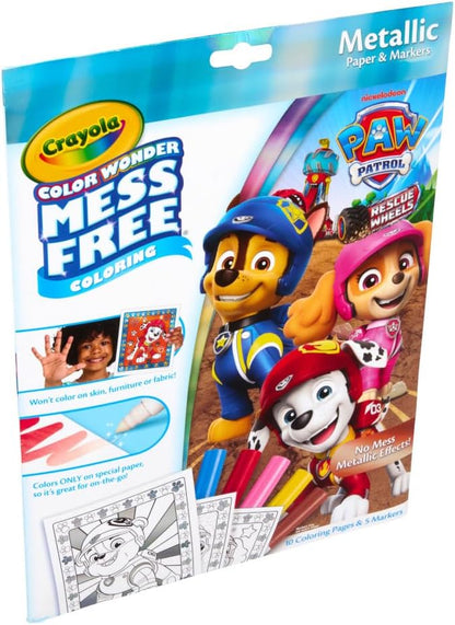 Crayola PAW Patrol Color Wonder Mess Free Coloring Set, Metallic Markers & Paper, PAW Patrol Toys, Toddler Coloring Kit, Travel Activity, Gift for Kids, 3+