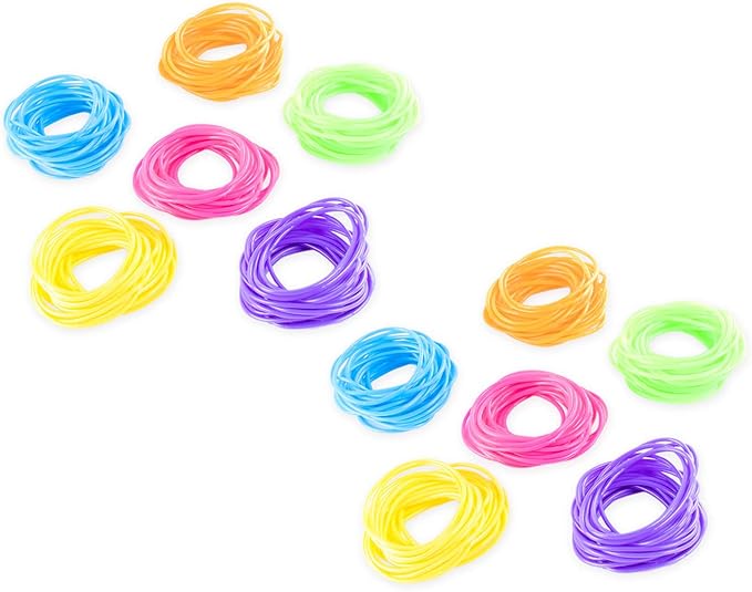 Super Z Outlet 80s Colorful Retro Rock Pop Star Rainbow Diva Disco Jelly Neon Gel Stretchable Bracelets Bands for Theme Events, Assortment, Toy Party Favor Prizes (Assorted 288pk)