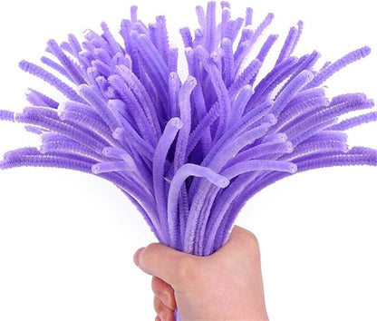300 Pcs Thick Pipe Cleaners Craft Supplies 3 Assortment Pastel Macaron Purple Green Color Chenille Stems for Art and Craft Projects Creative DIY Christmas Decorations (Purple&Yellow&Green-300pcs)
