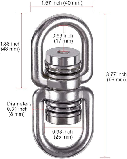 SELEWARE Bearing Swing Swivel, 360° Rotational Device Hanging Accessory for Web Tree Swing, Hammock Chair, Climbing Rope, Aerial Yoga, Kids Swing Swivel,Hold Up to 1200LB