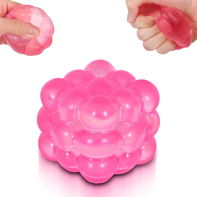 Ice Cube Squishy Fidget Toy, Standard Size 1.96 in Stress Ball for Adults and Kids, Puffwize Soft Textured Sensory Toy with Irregular Shape for Anxiety Relief and Improving Focus(Pink)