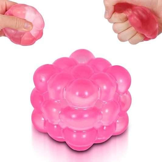 Ice Cube Squishy Fidget Toy, Standard Size 1.96 in Stress Ball for Adults and Kids, Puffwize Soft Textured Sensory Toy with Irregular Shape for Anxiety Relief and Improving Focus(Pink)