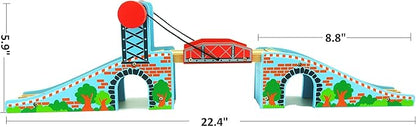 Z MAYABBO Wooden Train Tracks Accessories Wood Train Lifting Bridge for Railroad Tracks fits for All Railway Tracks