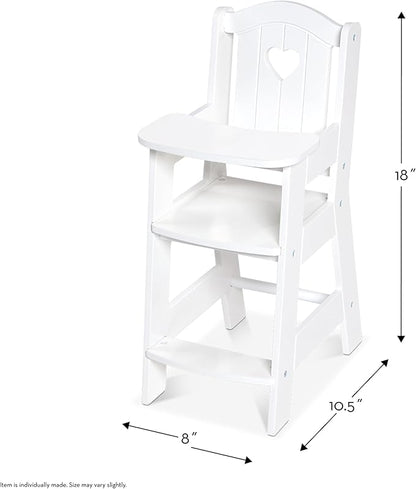 Melissa & Doug Play High Chair - Pretend Play High Chair Baby Doll Accessories,White
