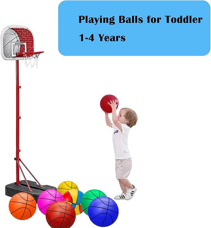 ABAJI Mini Basketballs Red 2 PCS 5" Set with Random Color Pump Needle Durable Material for Mini Hoop Toddlers Kids Teenagers for Pool Indoors Outdoors