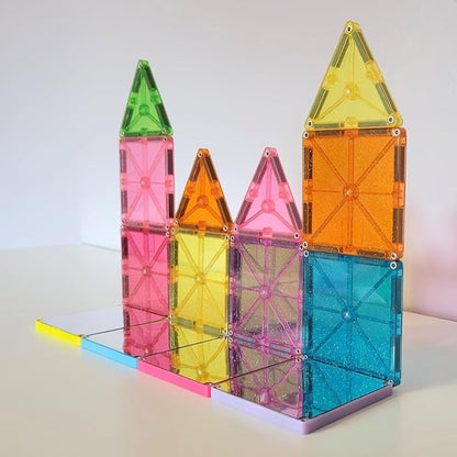 MAGNA-TILES Stardust 15-Piece Magnetic Construction Set, The ORIGINAL Magnetic Building Brand, 3-99 Years with 4 Mirrored Squares