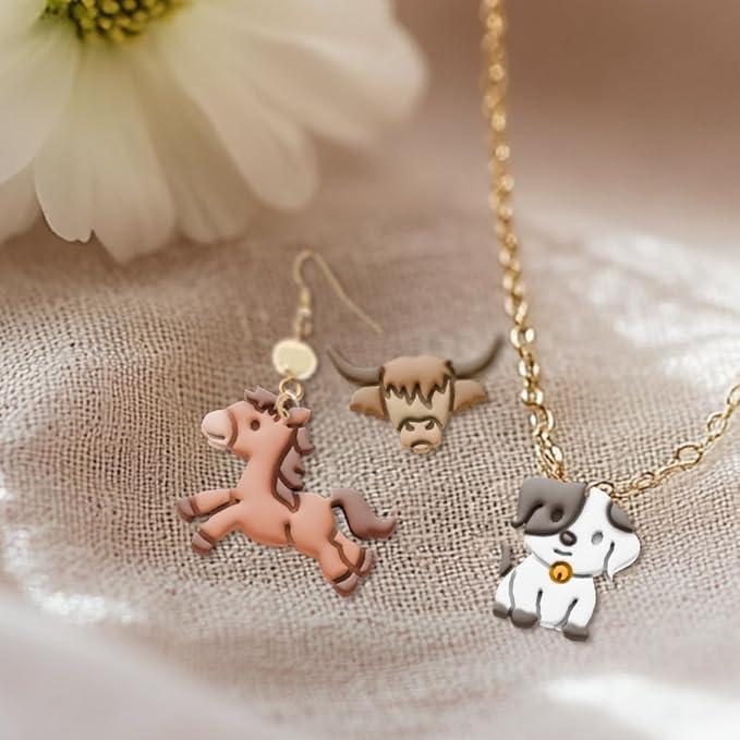 ORIGACH 14 Pcs Farm Animal Clay Cutters, Animal Shape Polymer Clay Cutter for Earring Making, Cow Rabbit Chicken Pig Lion Farm House Clay Cutters for Jewelry Making