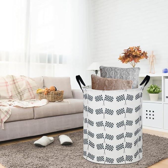 CLOCOR Kids Laundry Basket,Waterproof Baby Boys Nursery Hamper,Collapsible Fabric Storage Container,Toys Bin,Room Decor,Gift Basket（Racing