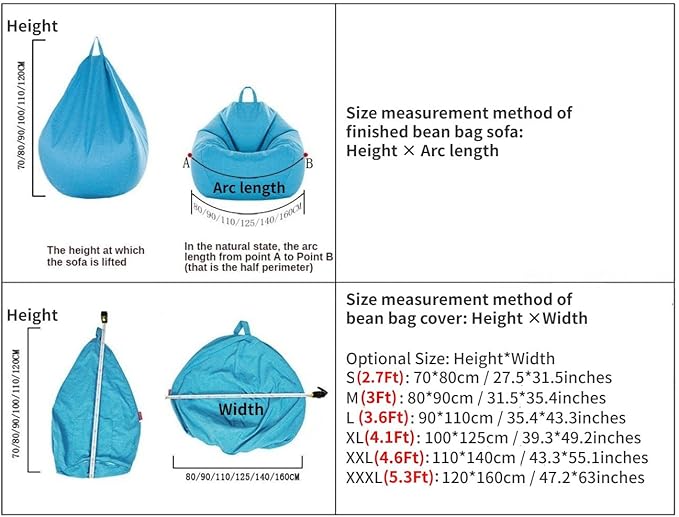 Inner Liner Cover for Giant Bean Bag Chairs, Liner Sleeve for Adults Kids Teens Without Filling, Living Room Bedroom Round Lazy Sofa Chair Inner Liner Cover,Cover Only (No Filler),3Ft, White