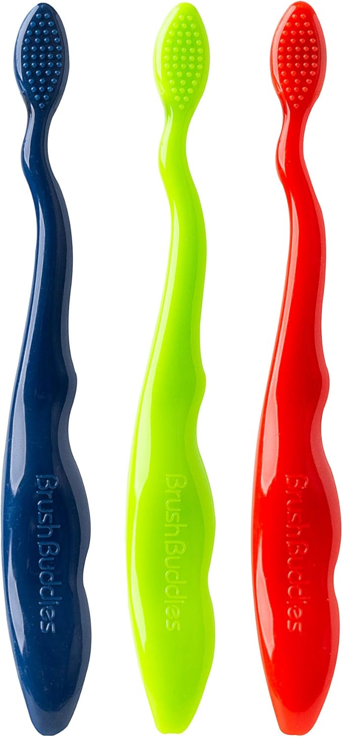 Brush Buddies Hot Wheels Manual Soft Bristled Toothbrush for Kids, Multi-Colored & Fun Toddler Toothbrushes, Anti-Slip Grip Handle, Children's Toothbrush, Kids Travel Toothbrush, 3 Pack