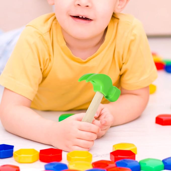 Fowecelt Wooden Hammer Toys Simulation Hammers Maintenance Tools Educational Toys for Kids Birthday Party Games Supplies