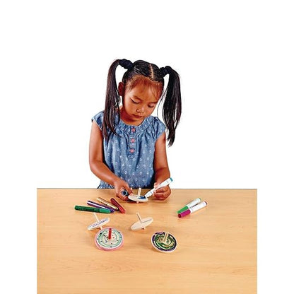Colorations DIY Whirling Wooden Spinning Tops, Set of 24, Wood Craft for Kids, Ready to Decorate Spinners, STEM & STEAM Craft, Spinners for Kids, Decorate & Personalize, Craft Project for Children