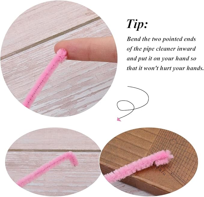 60 Pieces Pink Pipe Cleaners, Christmas Craft Pipe Cleaners,Pipe Cleaners Chenille Stem,Pipe Cleaners Bulk,Art Pipe Cleaners for Creative Home Decoration Supplies Arts and Crafts Project