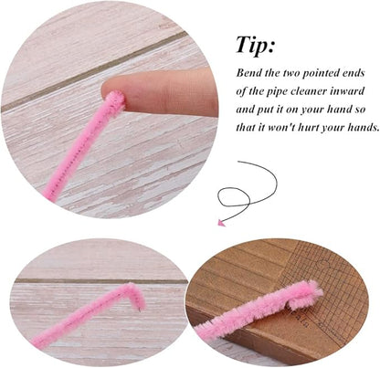 60 Pieces Pink Pipe Cleaners, Christmas Craft Pipe Cleaners,Pipe Cleaners Chenille Stem,Pipe Cleaners Bulk,Art Pipe Cleaners for Creative Home Decoration Supplies Arts and Crafts Project