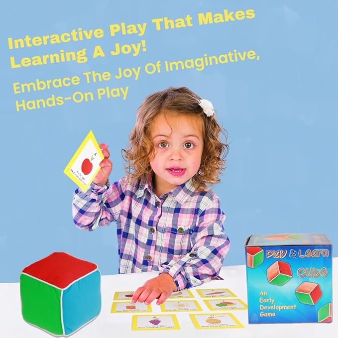 Play and Learn Cube roll Play Game for Toddlers 1st Learning Game Teaches Colors and Numbers Emotions Language roll Cube Pick Card and Have Fun Games