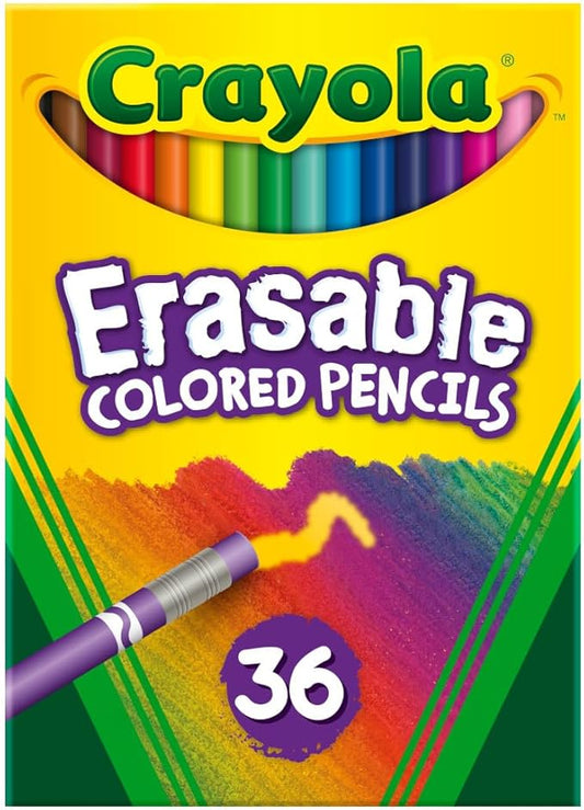 Crayola Erasable Colored Pencils (36ct), Colored Pencils for Kids, For Coloring Books, School Supplies, Classroom Arts & Crafts, Ages 4+