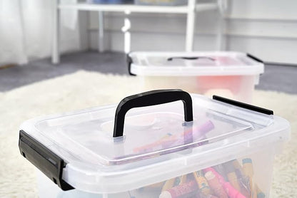 Clear Storage Latch Box/Bin, 2-Pack Plastic Organizing Container with Handle and Lids (7 QT/16QT)